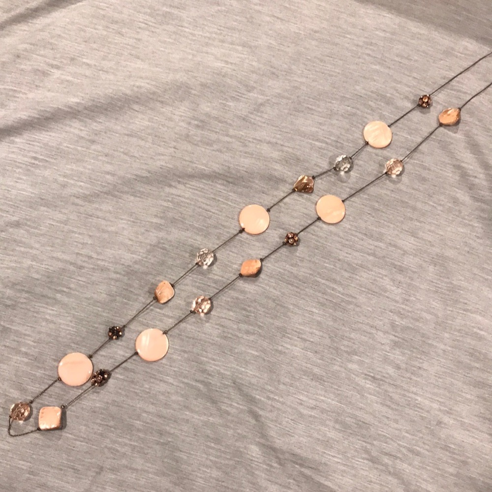 Peach & Gold Long Necklace